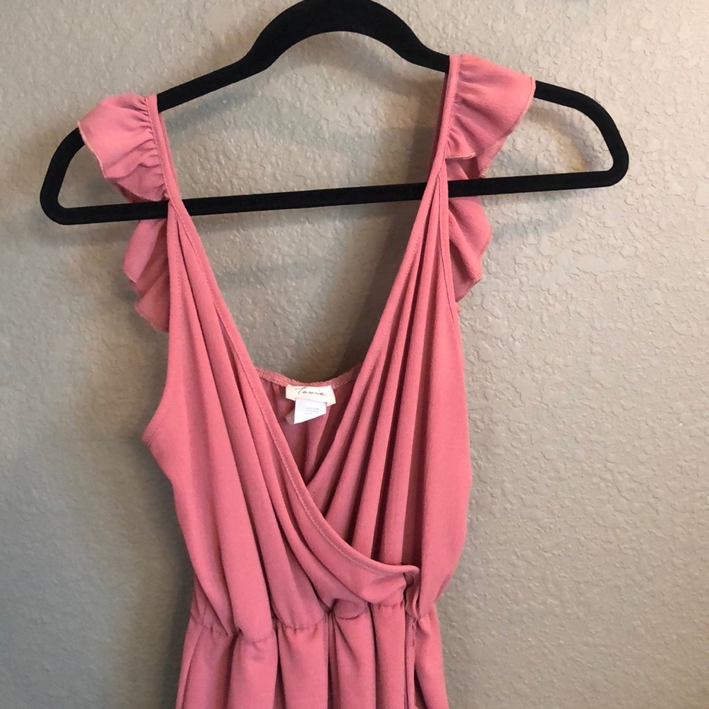 Coral dress with flutter sleeves